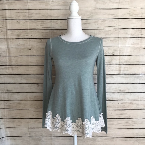 Rewind A-Line Lace Trimmed Long Sleeve Top - Picture 1 of 7